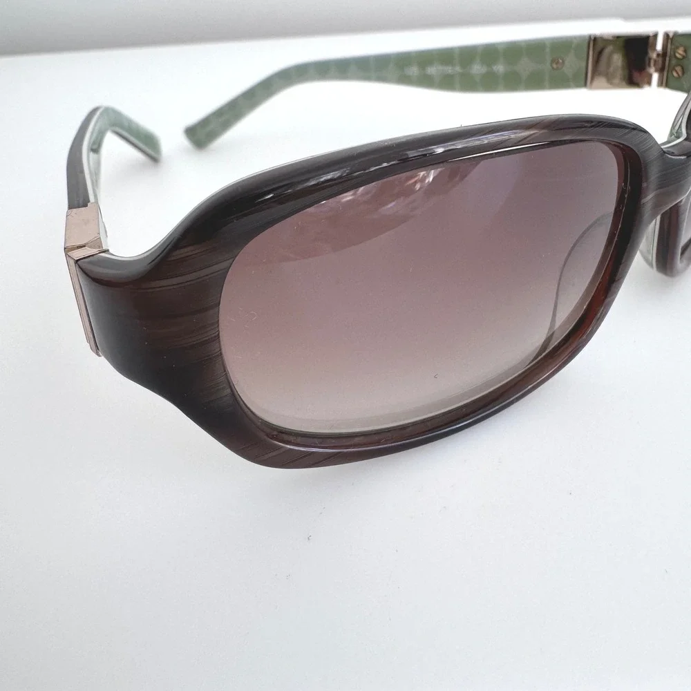 Kate Spade‎ Bette/S Brown Woodgrain Rectangular Sunglasses Green Case JDJ Y6 125
